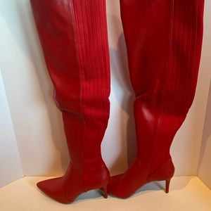 INC Red Lava Izetta Over the knee Boot. Sock back Red Sz 8M
